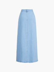 Light Blue Denim Maxi Skirt