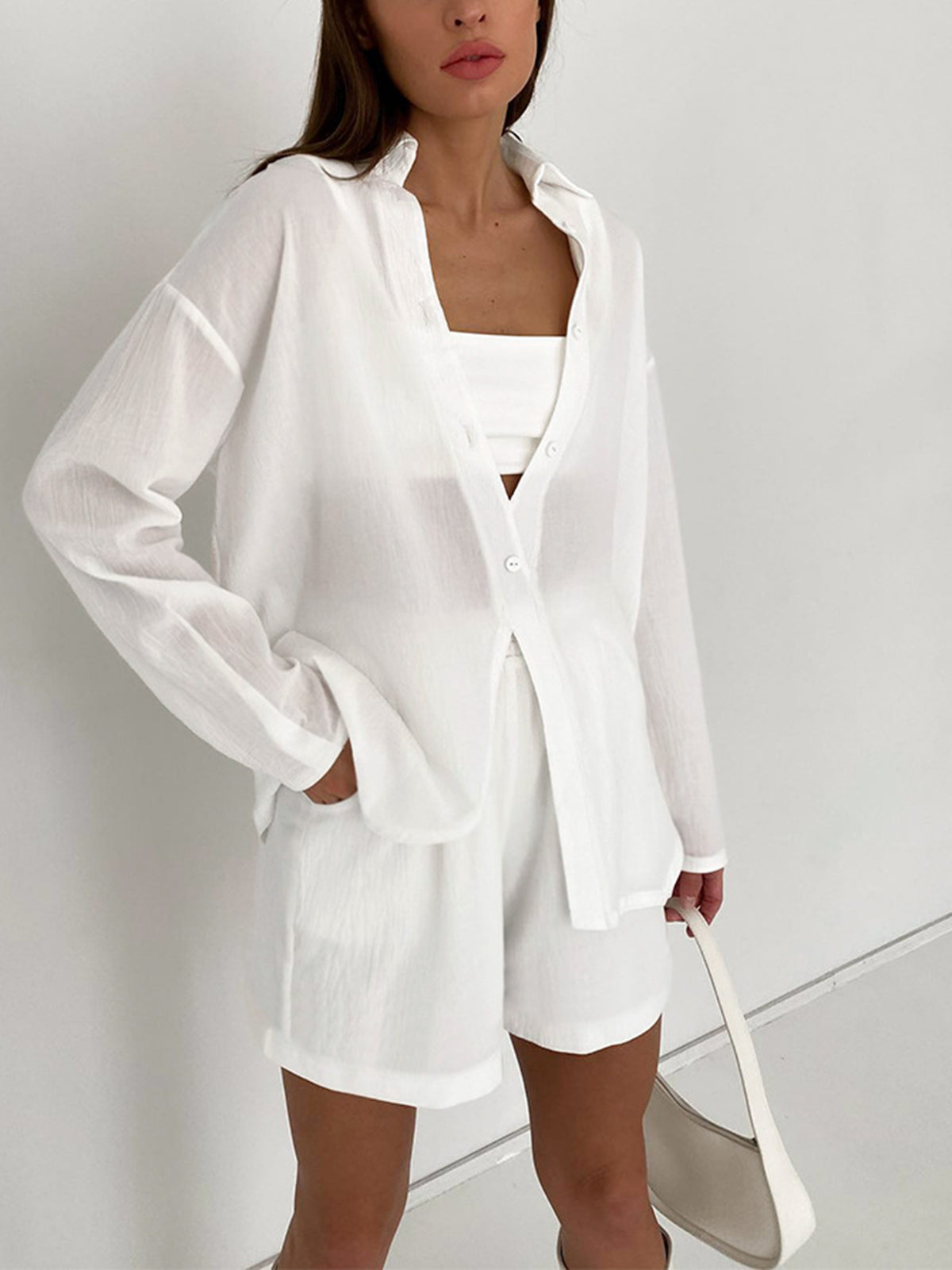 Cover Up Linen Two Piece Shorts Set