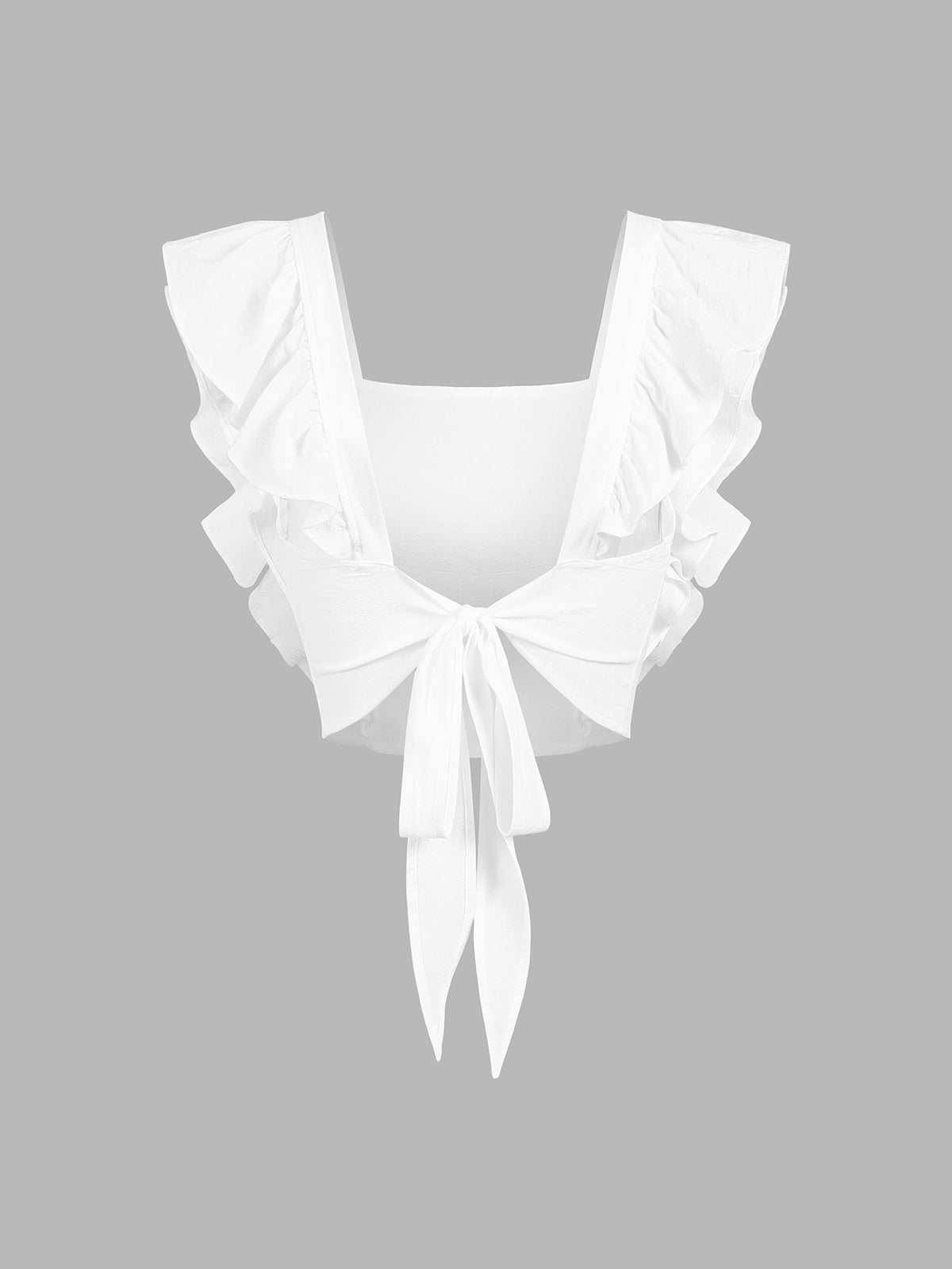 Cotton Ruffle Back Tied Crop Top