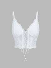 Floral Lace Tied Crop Corset Top