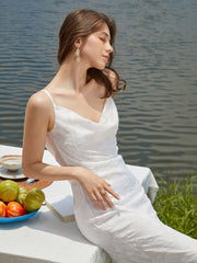 Jacquard Floral Cowl Neck Open Back Long Dress