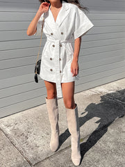 Double Breasted Tied Short Shirt Dress