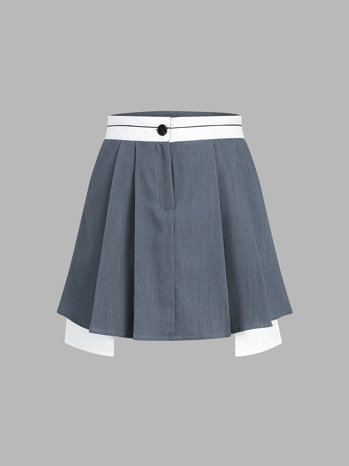 Contrast Waistband Pleat Layered Skirt
