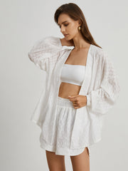 Crete Cover Up Tied Two Piece Shorts Set