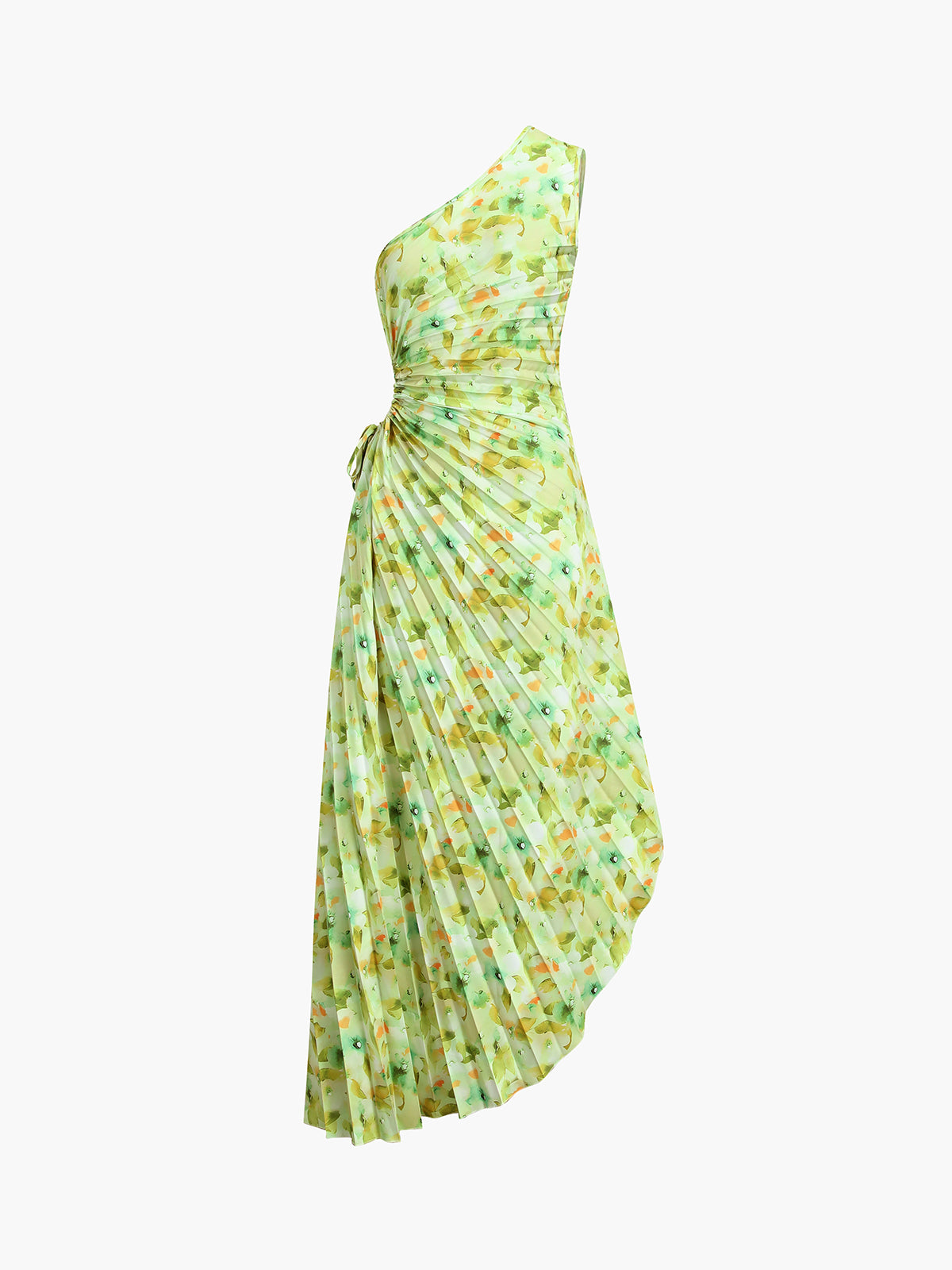 Greeness Floral Zippered Pleat Midi Dress