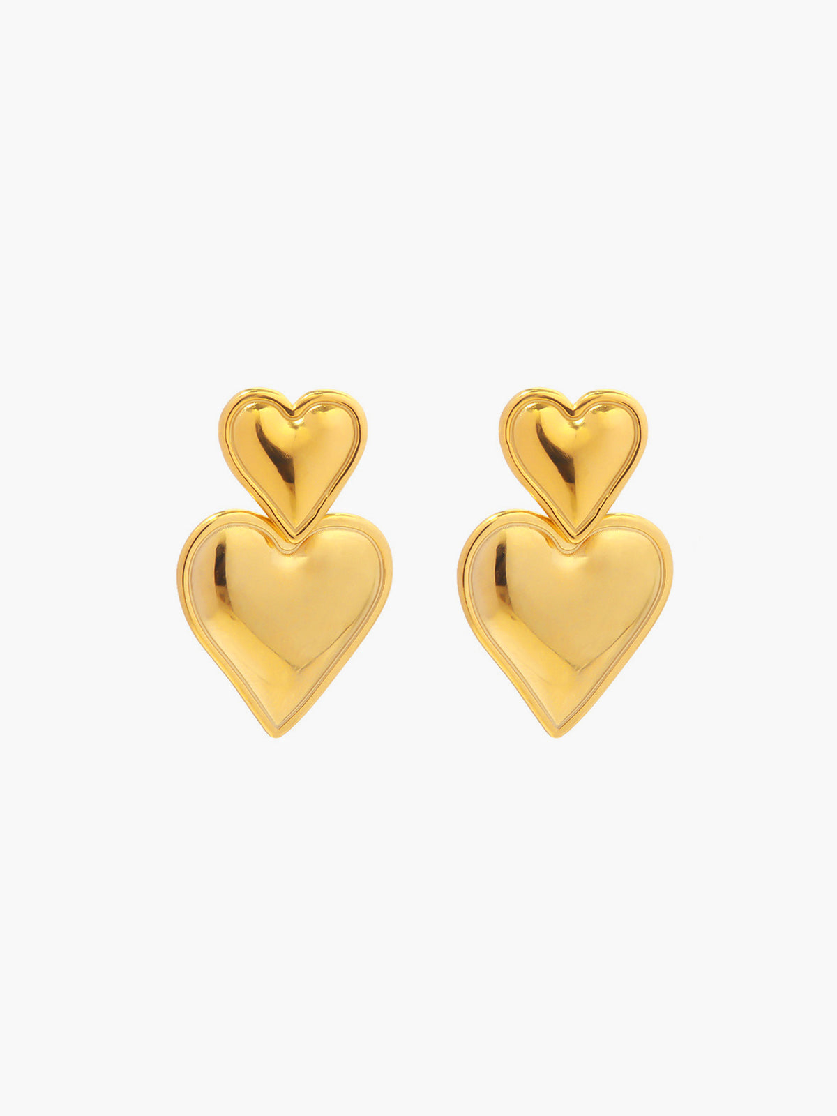 Double Hearts Drop Earrings