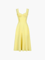 Tie Back Lace Trim Zippered Midi Dress