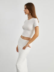 Wavy Textured Two Piece Skirt Set
