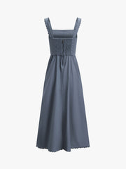 Zippered Linen Tank Midi Dress