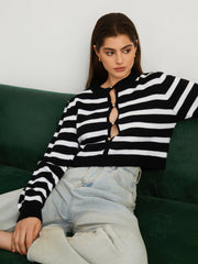 Timeless Stripe Keyhole Crop Sweater