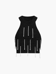 Hold My Pearls Crop Sweater Vest