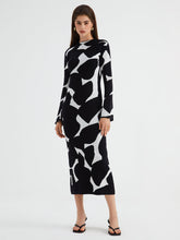 Zebra Print Long Sleeve Long Sweater Dress