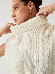 Turtleneck Cable Knit Sweater Vest