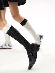 Contrast Trim Calf Socks