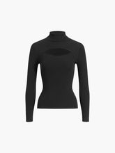 Mock Neck Keyhole Long Sleeve Knit Top