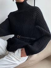 Criss Cross Knit Turtleneck Sweater