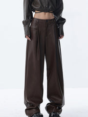 Meet You There Faux Leather Wide Leg Pants