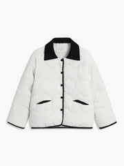 Contrast Trim Quilted Puffer Coat
