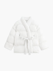 Lightweight Tie Front Quilted Puffer Coat