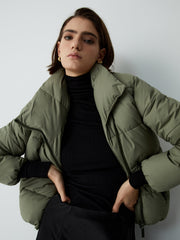 Stand Collar Quilted Puffer Crop Coat