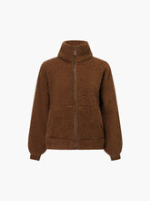 Caramel Stand Collar Fleece Jacket