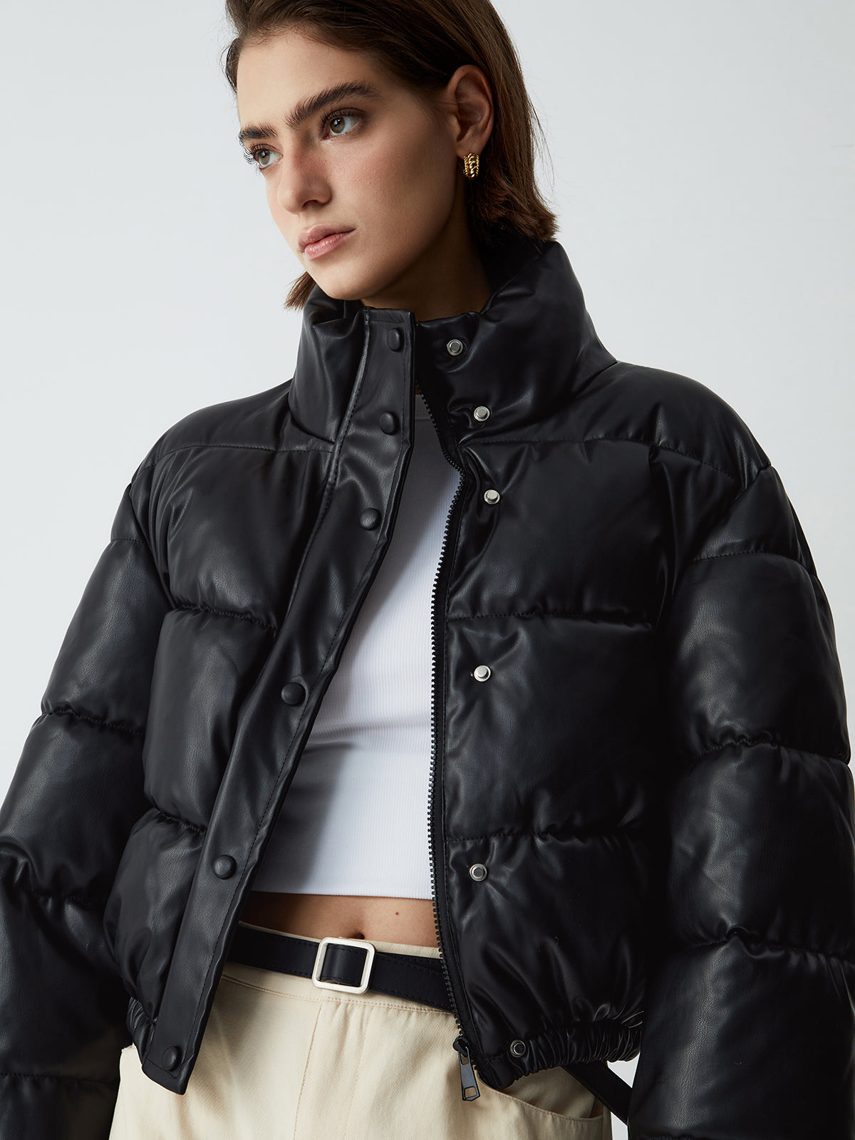 Stand Collar Quilted Puffer Coat