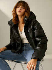 Cropped Puffer Jacket with Hood