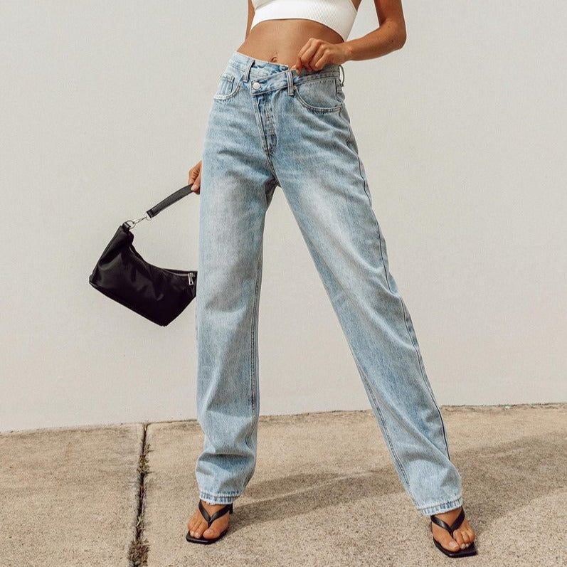 Secret To Share Asymmetric Straight Leg Jeans