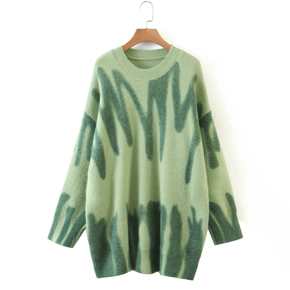 Waves Of Style Abstract Print Oversized Sweater