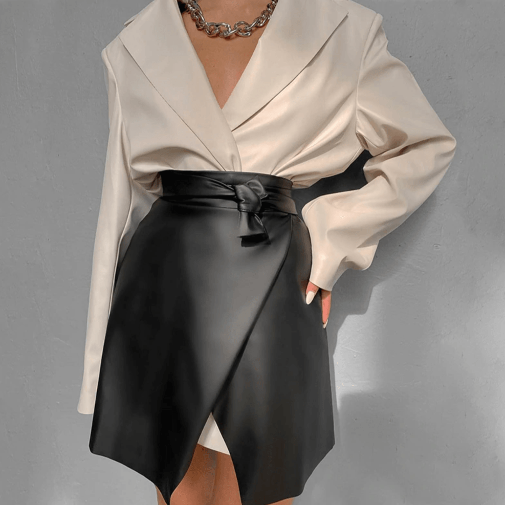 Sunday Nights Wrap Faux Leather Mini Skirt