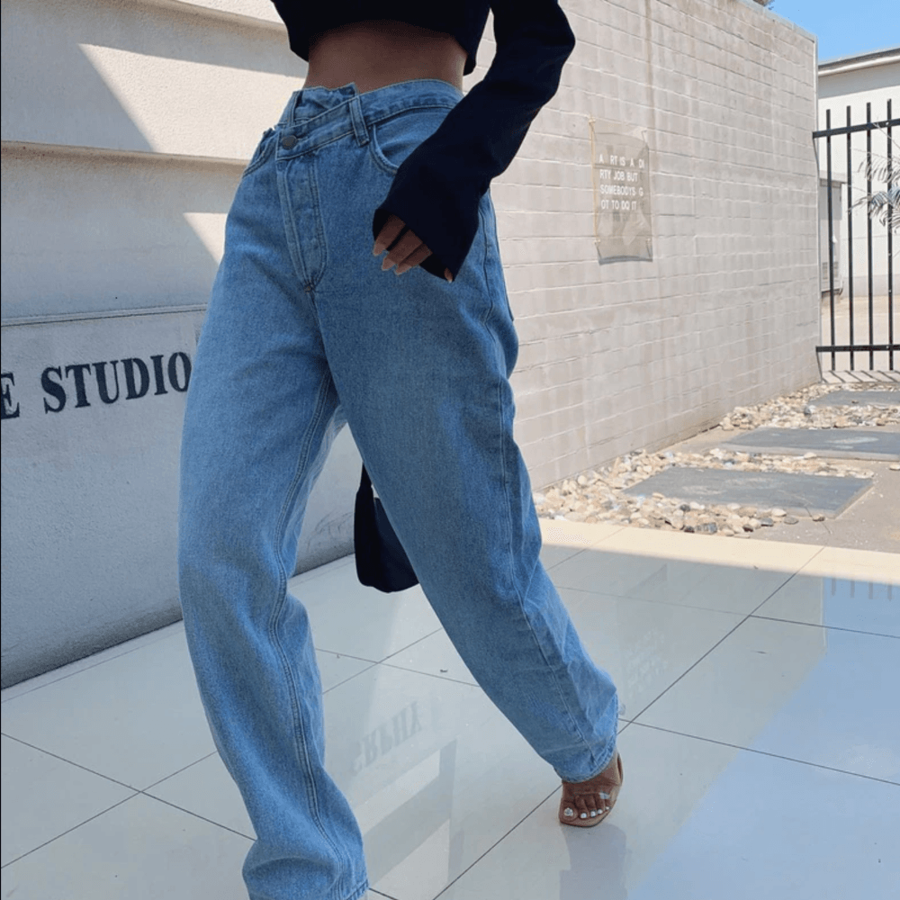 Secret To Share Asymmetric Straight Leg Jeans