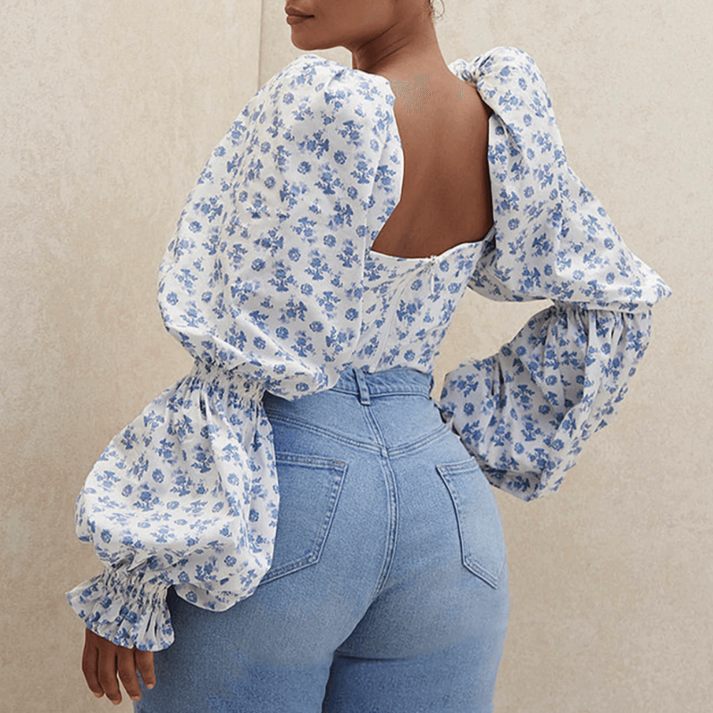 Song Of Serenade Puff Sleeve Ruched Crop Top