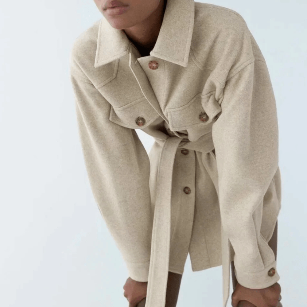 Soft And Dainty Belted Wool Shirt Coat