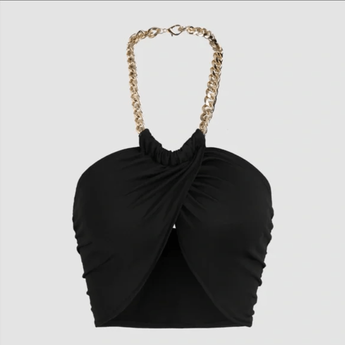 On Days Like These Cropped Twisted Halterneck Chain Top