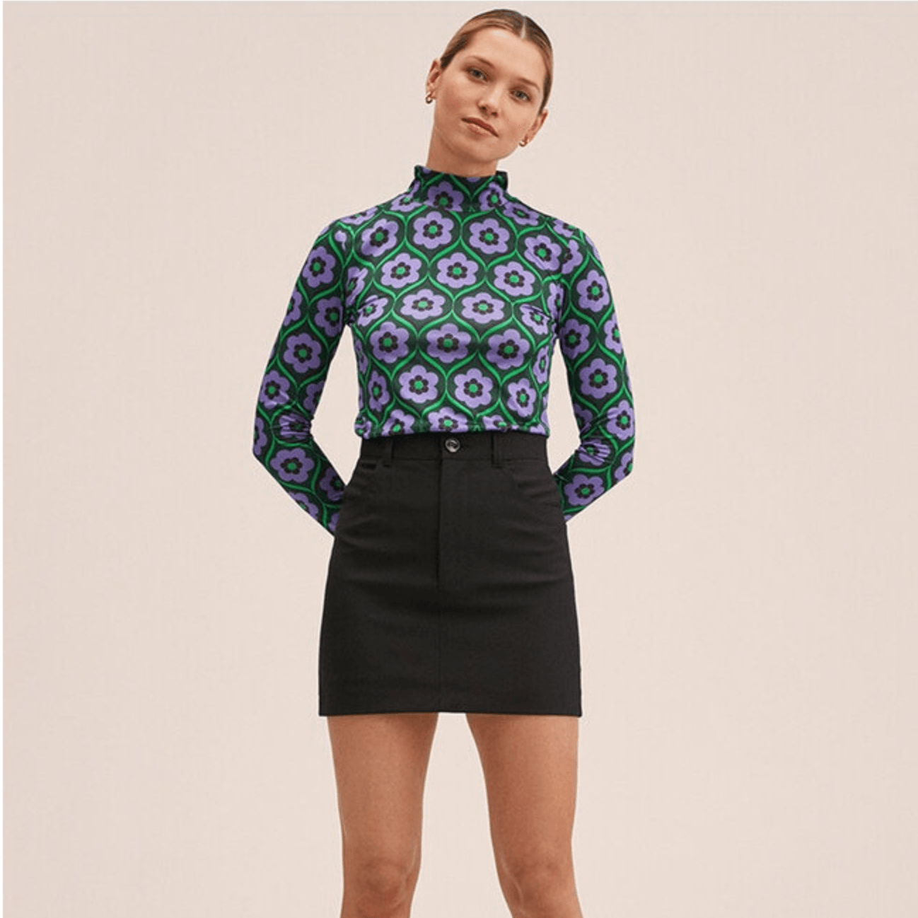 Her Own Muse Floral Printed Turtleneck Top