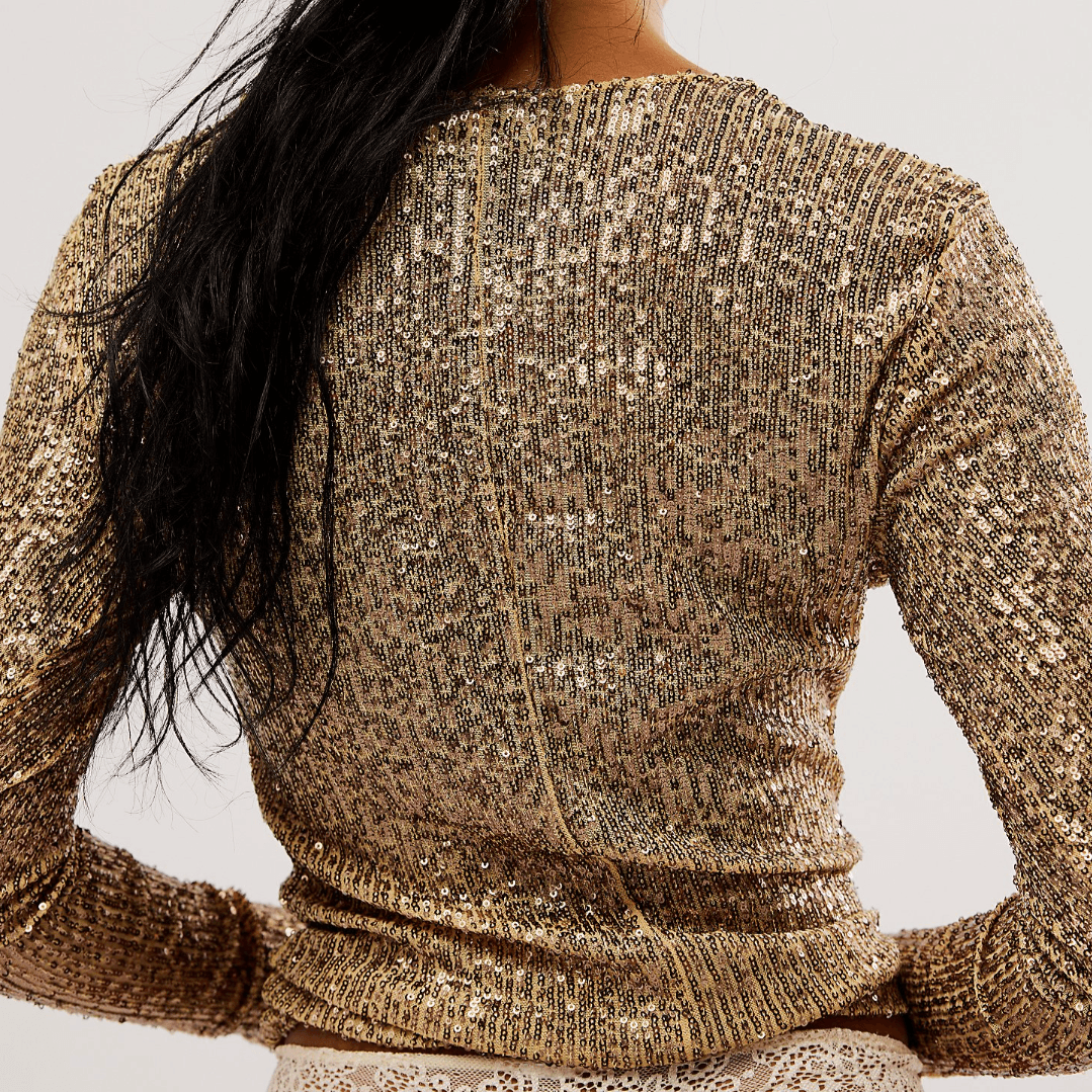 Memory Lane Mirage Sequined Long Sleeve Top