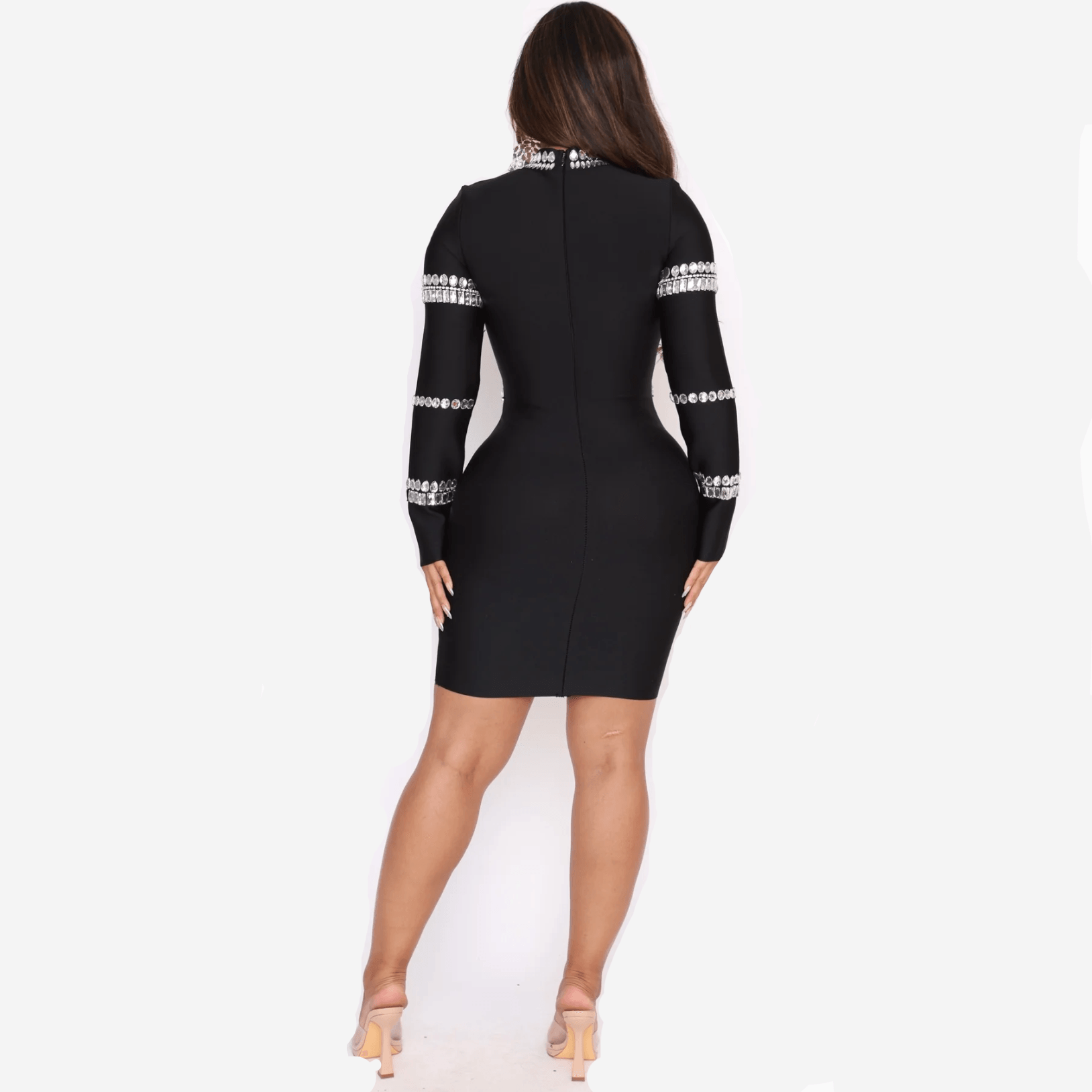 Classy Vibe Long Sleeve Crystal Mini Dress