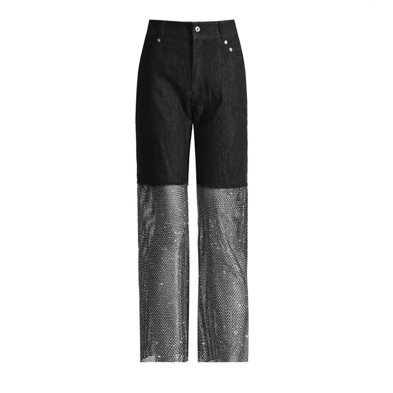 Nocturnal Rhythms Crystal Mesh Wide Leg Jeans