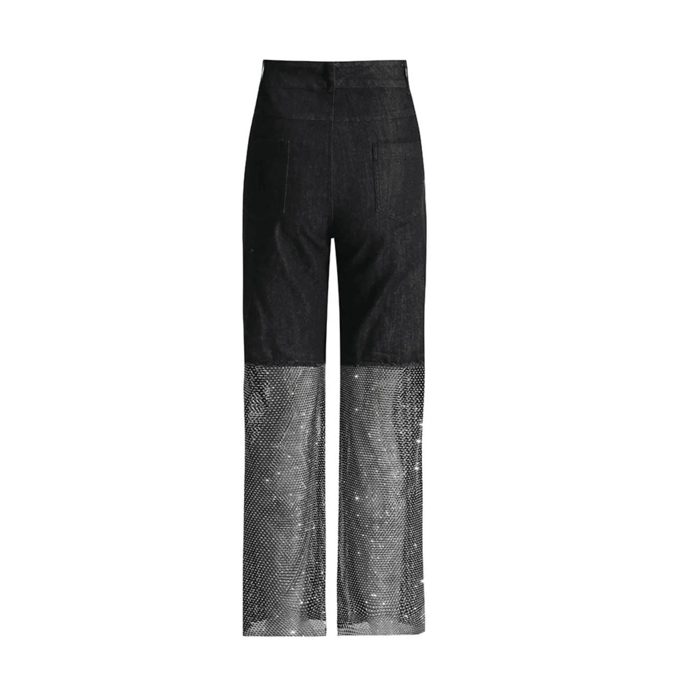 Nocturnal Rhythms Crystal Mesh Wide Leg Jeans