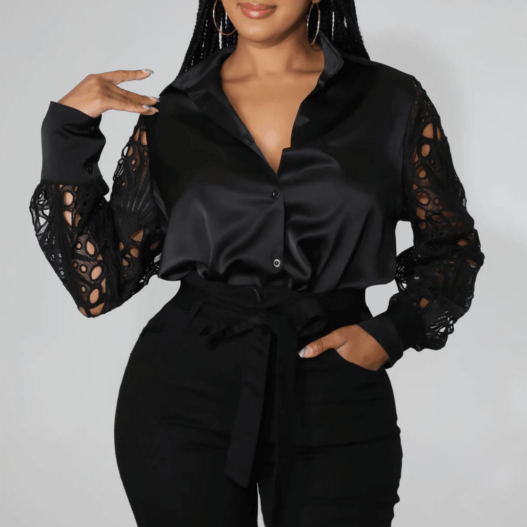 Full World Lace Satin Blouse