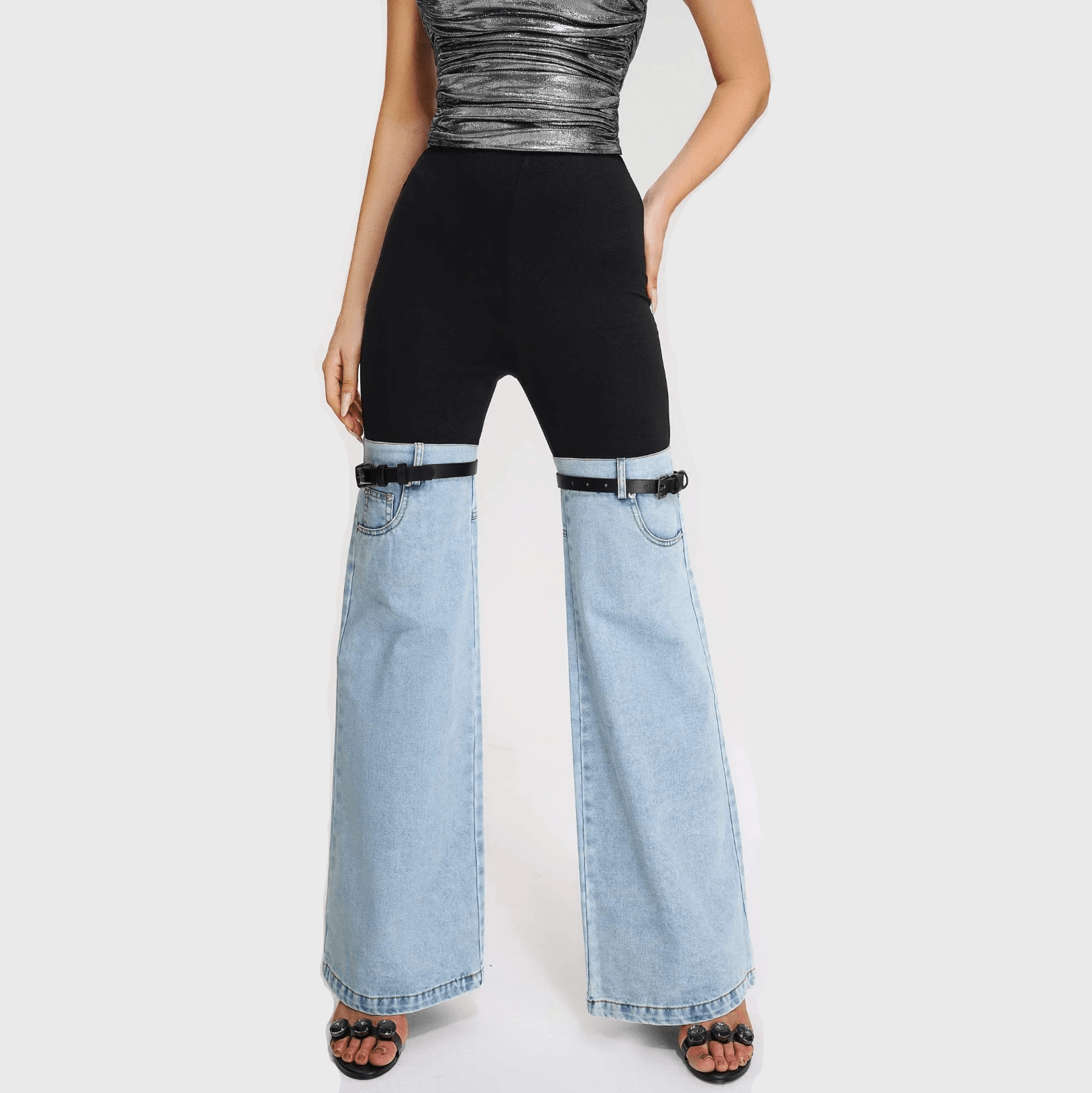 City Elegance Denim Hybrid Flare Pants