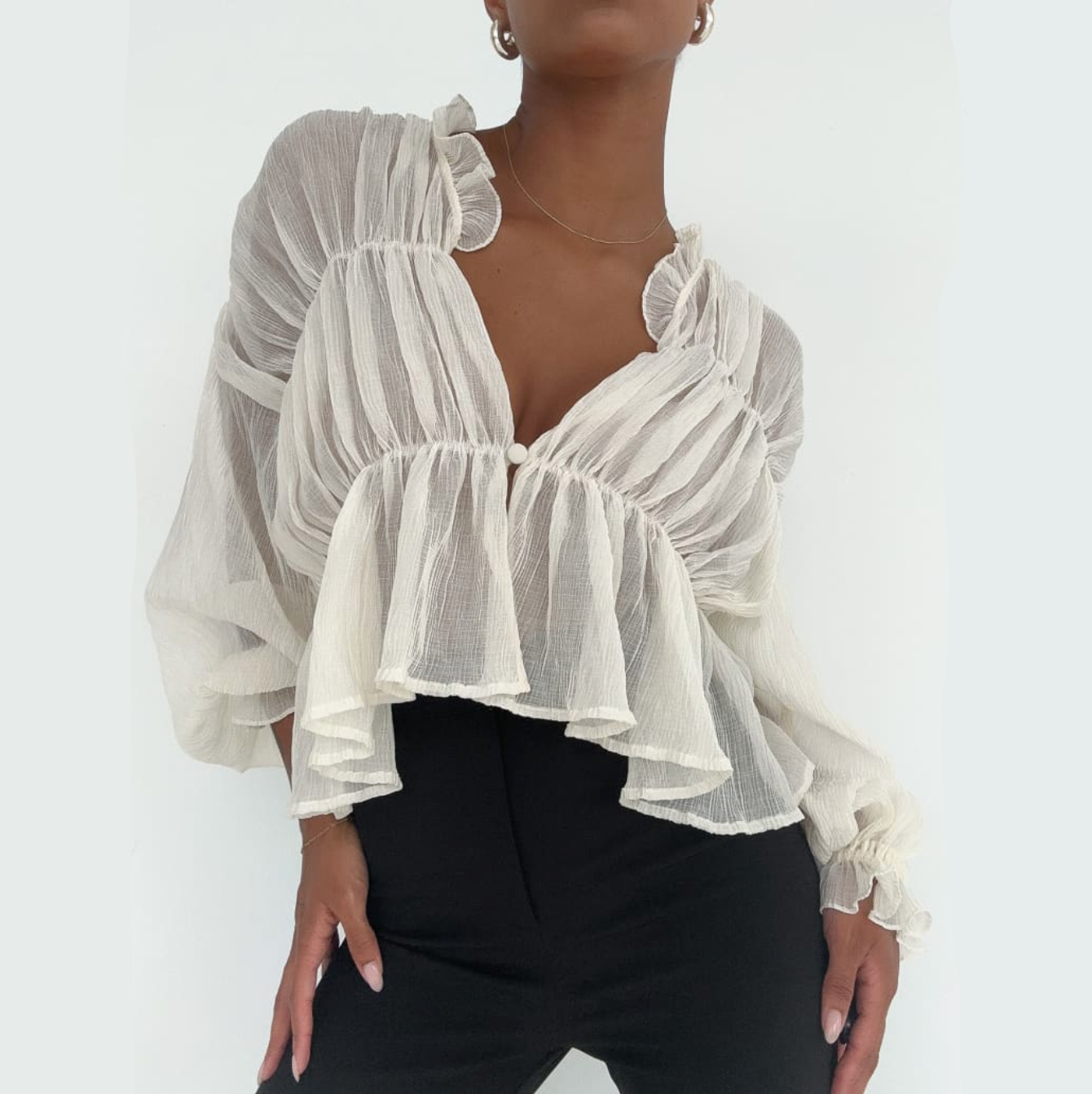 Sugar Dreamland Long Sleeve Semi-Sheer Top