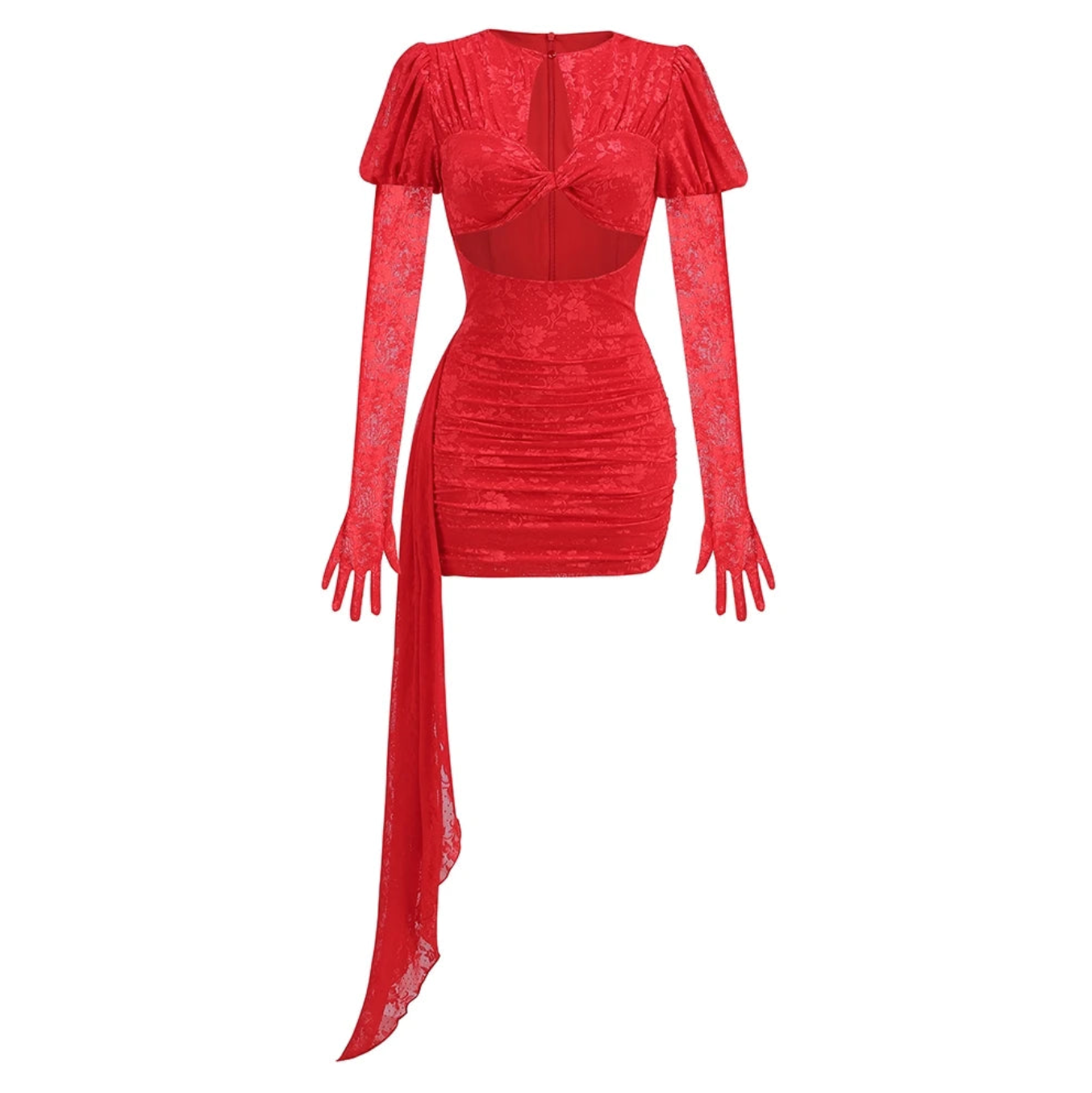 Venomous Elegance Draped Mini Dress With Gloves