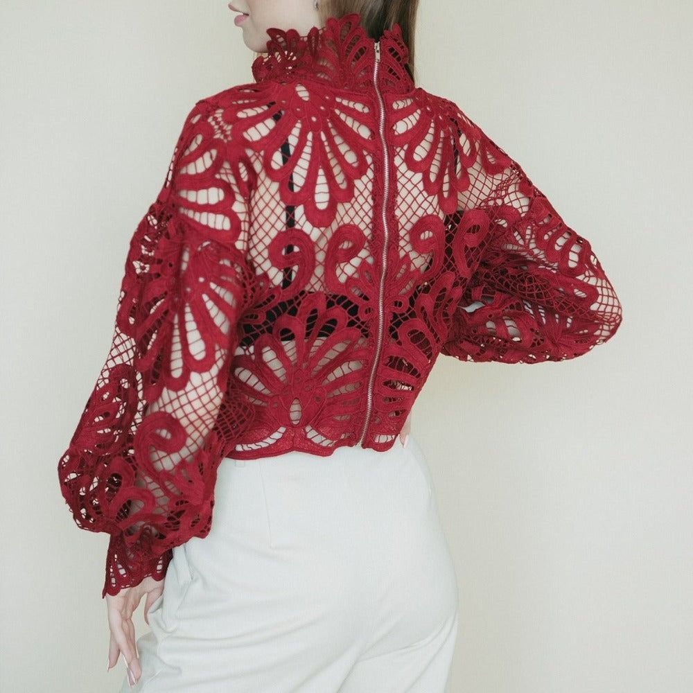 Season For Lace Lantern Sleeve Blouse