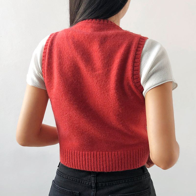 Unlike No Other Knitted Plaid Crop Vest