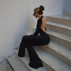 Delicious Mom Backless Long Sleeve Jumpsuit