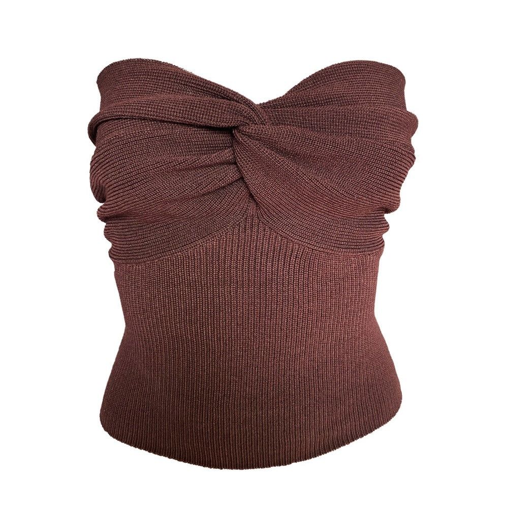 My Fierce Love Ruched Twist Bandeau Knitted Top