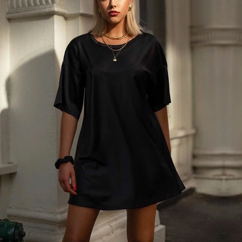 Ladylike Oversized Satin T-shirt