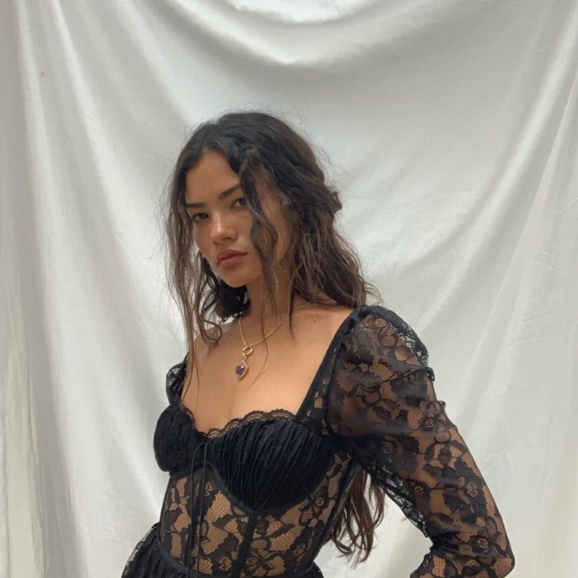 In Her Prime Lace High Slit Maxi Dress