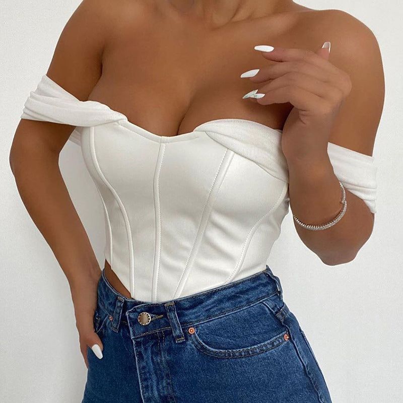 One Leather Off The Shoulders Corset Top